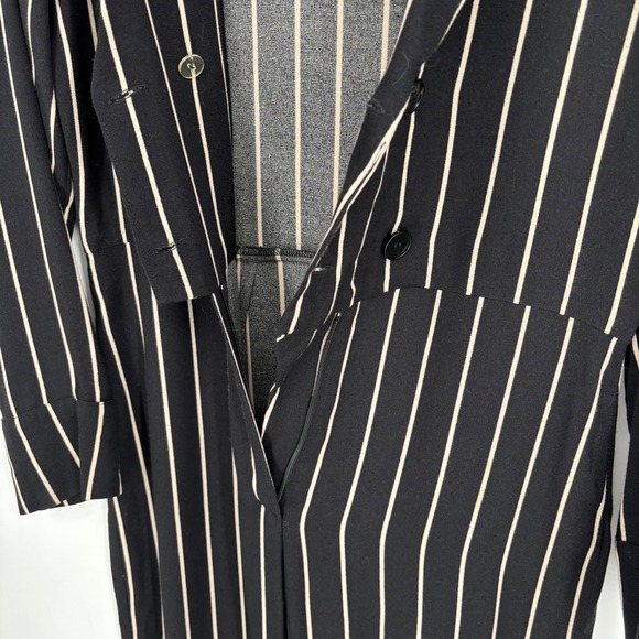 Reformation Weston Striped‎ Jumpsuit Sz 0 Wide Leg Black Beige Mesh Tag Tailored - Picture 13 of 16